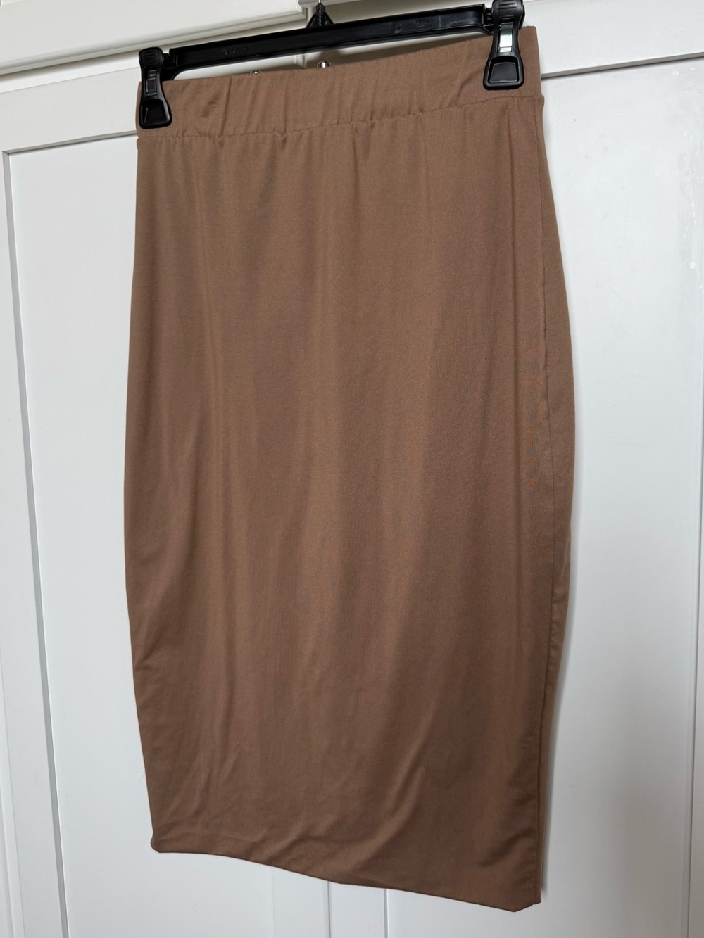 Tan Stretch Midi Skirt